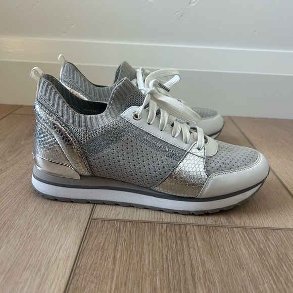 Michael Kors Metallic Silver Women's Sneakers - Picture 1 of 8